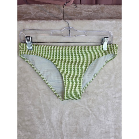 Xhilaration Lime Green White Textured Stripe Bikini Set Top S Bottom M - Picture 7 of 12